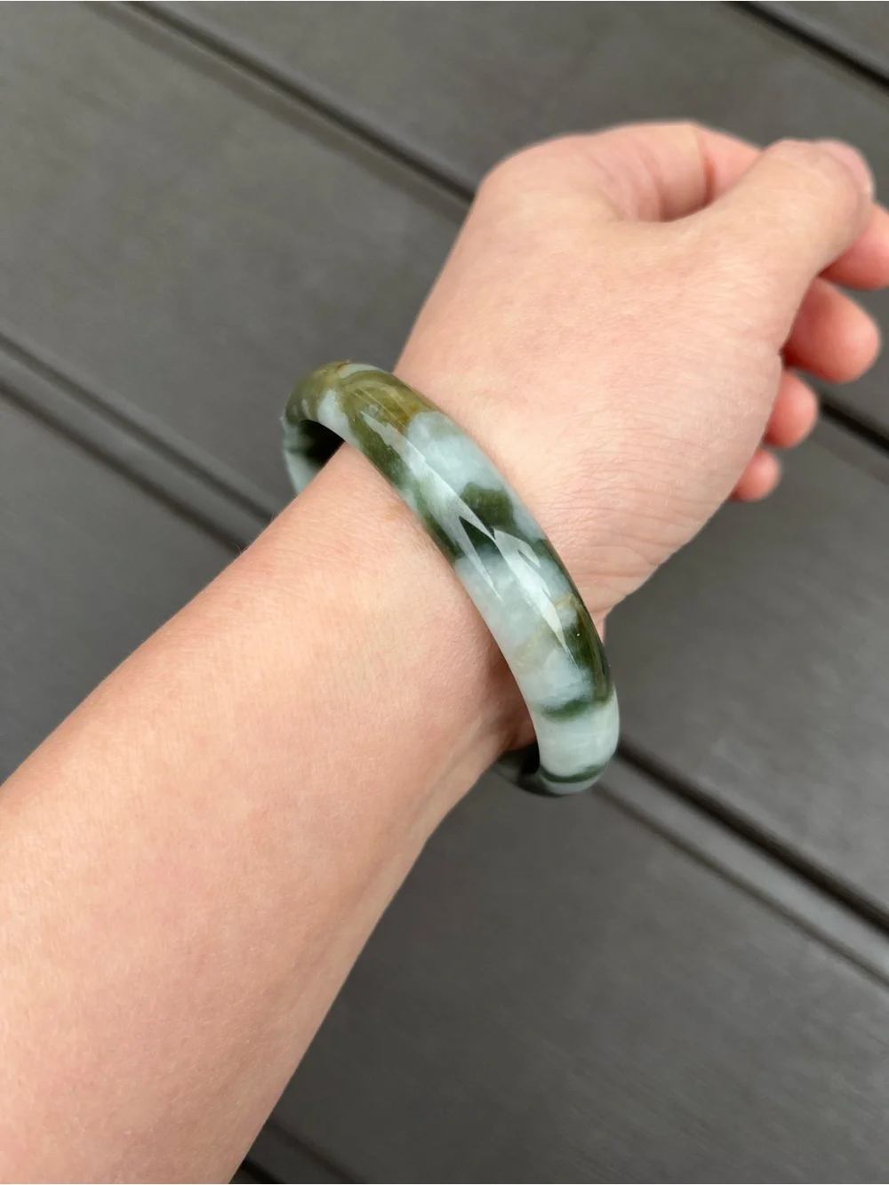 BW105-L 56.5mm Certified Untreated Grade A Burmese Jadeite Bangle Jade Bracelet